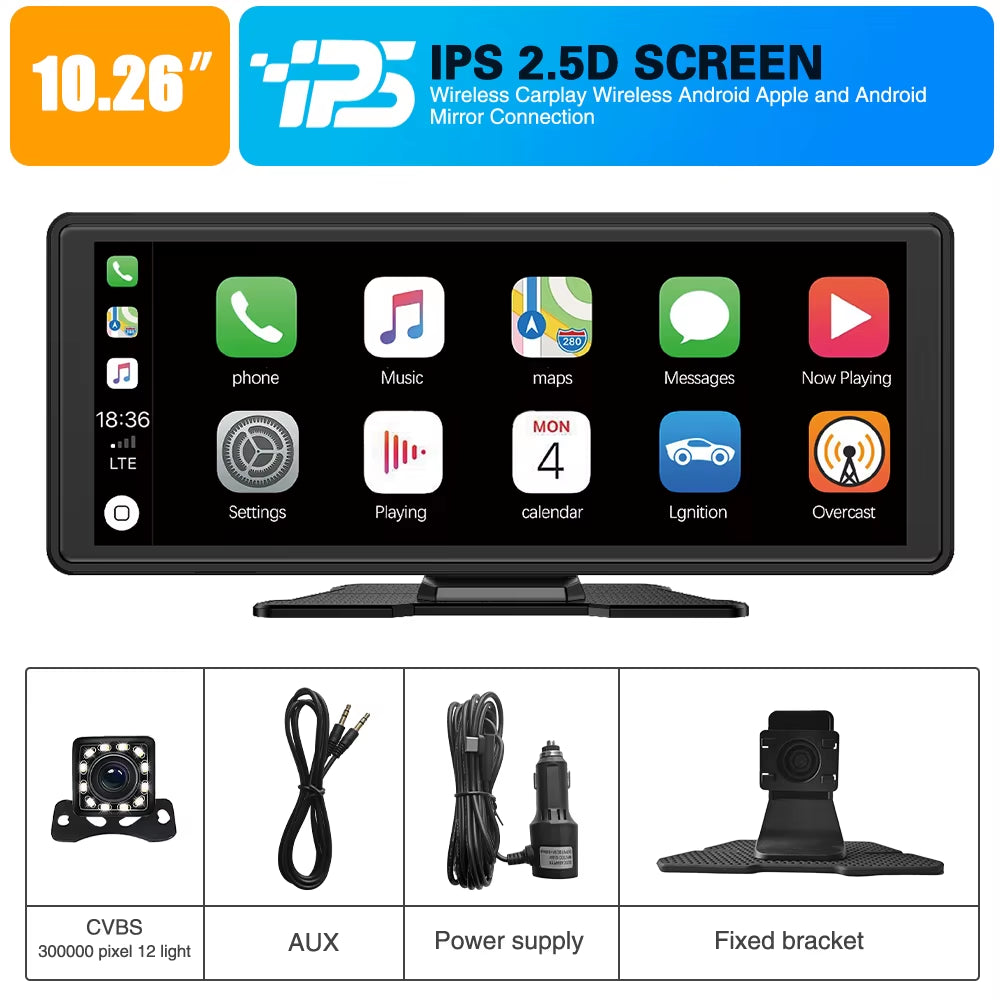 Drive Smart: 10.26-Inch Wireless CarPlay & Android Auto Multimedia Video Player