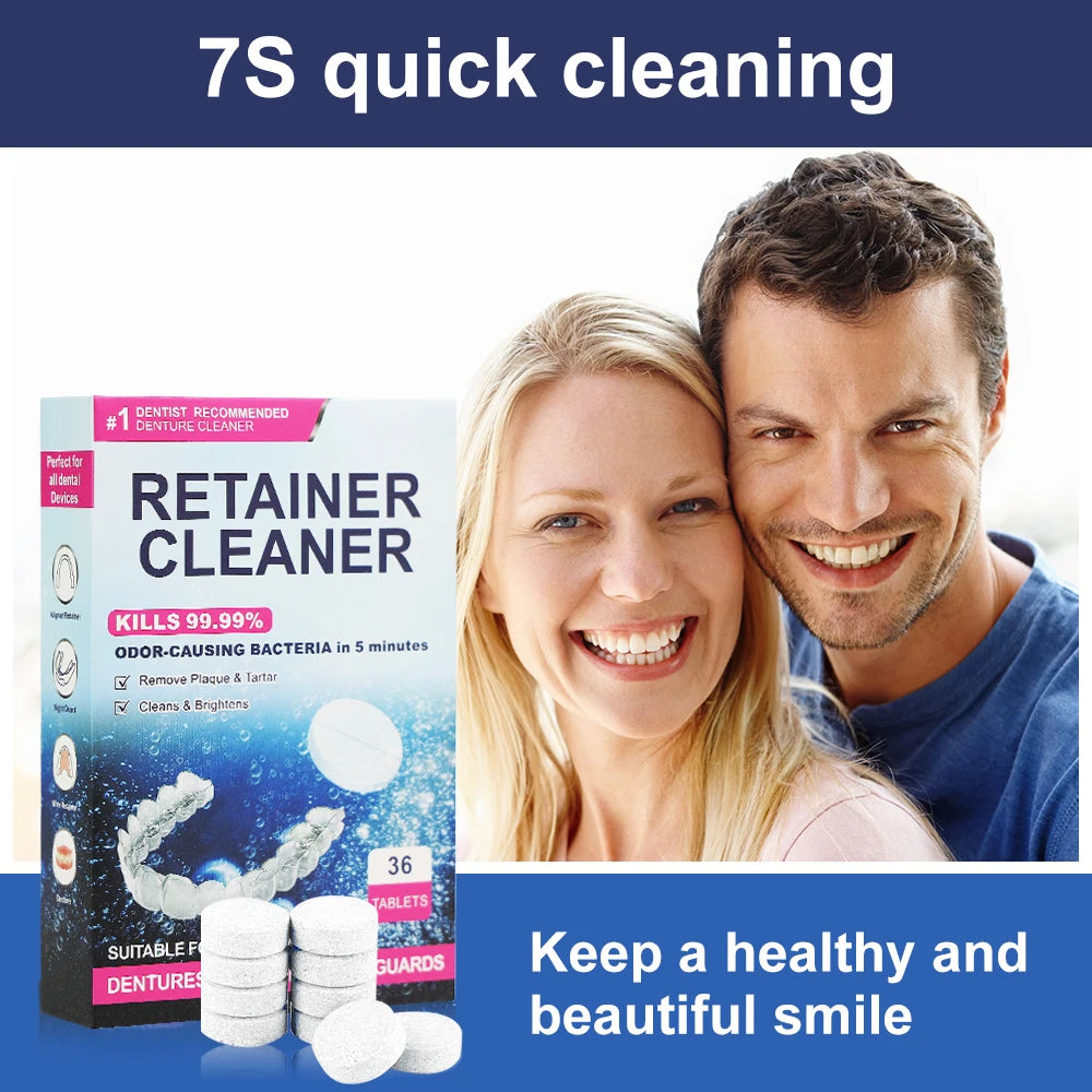 108Denture cleaning tablets tools soak eliminates bacteria, bad odors, discoloration, stains, plaque,New Package Orthodontic