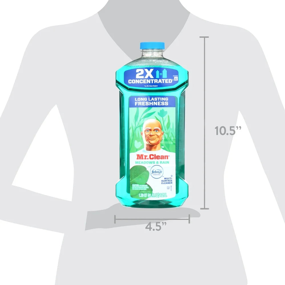 2X Concentrated Floor Cleaner All Purpose Mop Soap Multi-Surface Cleaner Cuts Dirt Grease Grime Meadows Rain Scent 41 fl oz