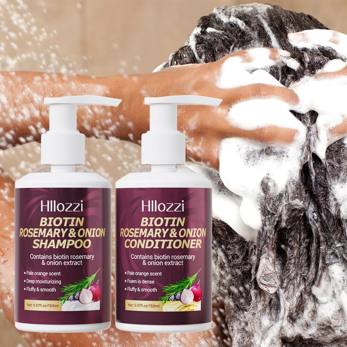Biotin Rosemary & Onion Hair Care Set – Shampoo + Conditioner, Strengthen & Nourish, 2pcs/Set