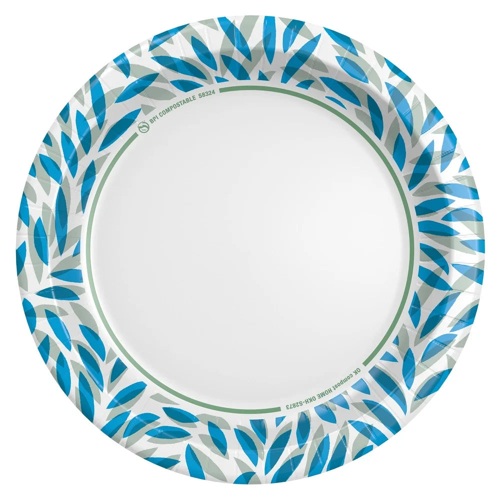 Disposable Compostable Paper Plates 10 Inch 100 Count Heavy Duty Microwave Safe Soak Proof Perfect Parties Events Gatherings