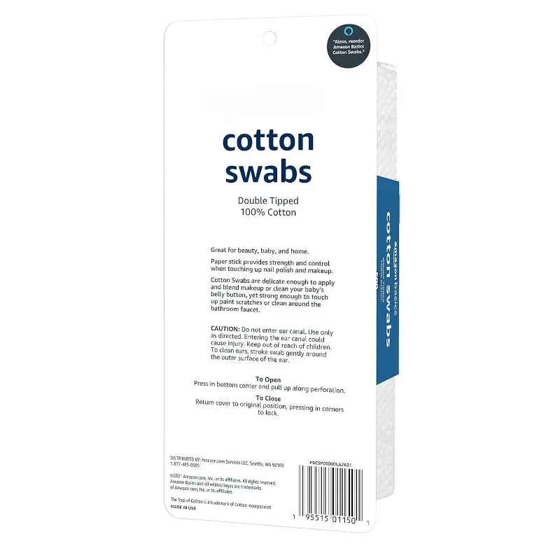 Cotton Swabs for Personal Hygiene and Baby Care, 500 Count, 1 Pack