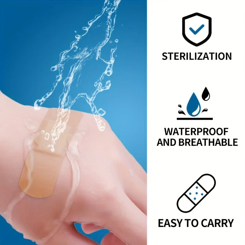 100Pcs Band Aid Waterproof Plasters Breathable Medical Adhesive Bandage Plaster Wound Hemostasis Sticker Band First Aid Bandage