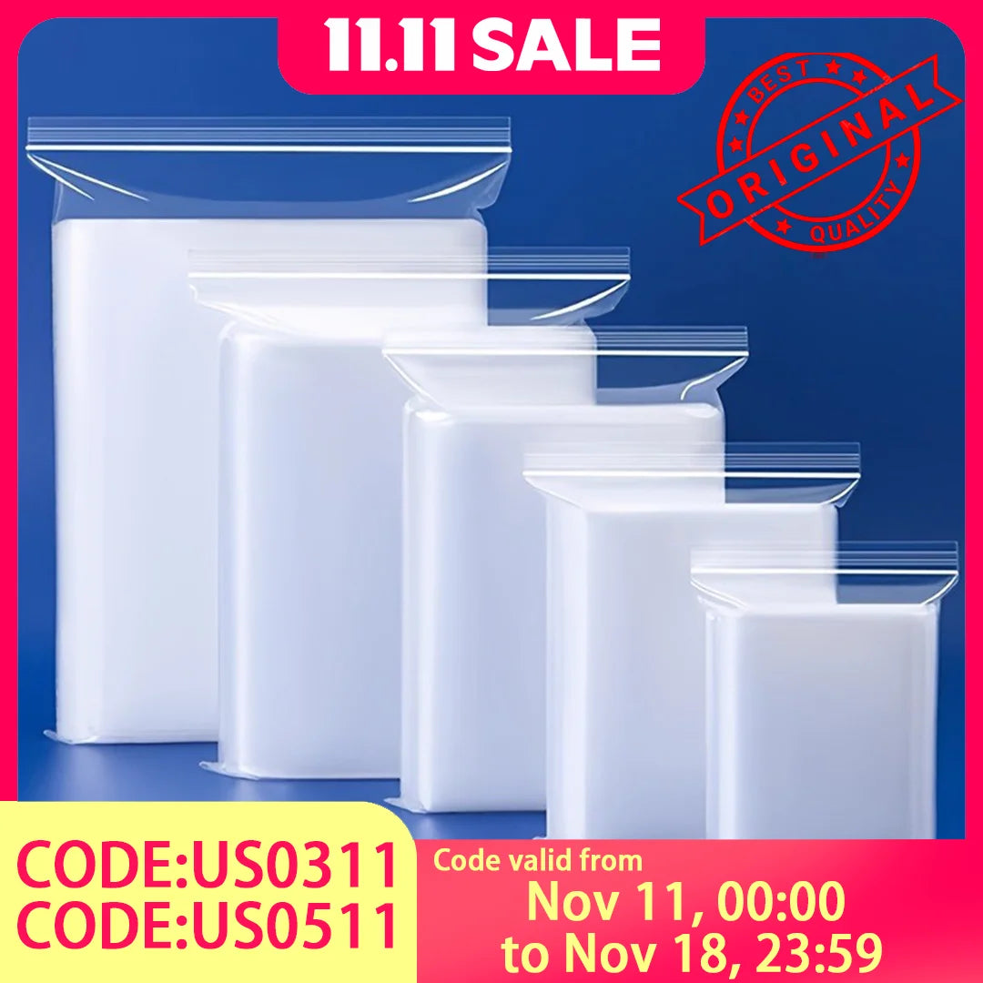 8*12cm 100 PCS,Thickened Plastic Sealed Clear Zip Lock Bags – New PE Material, Waterproof Seal, Heavy-Duty, Universal Packaging