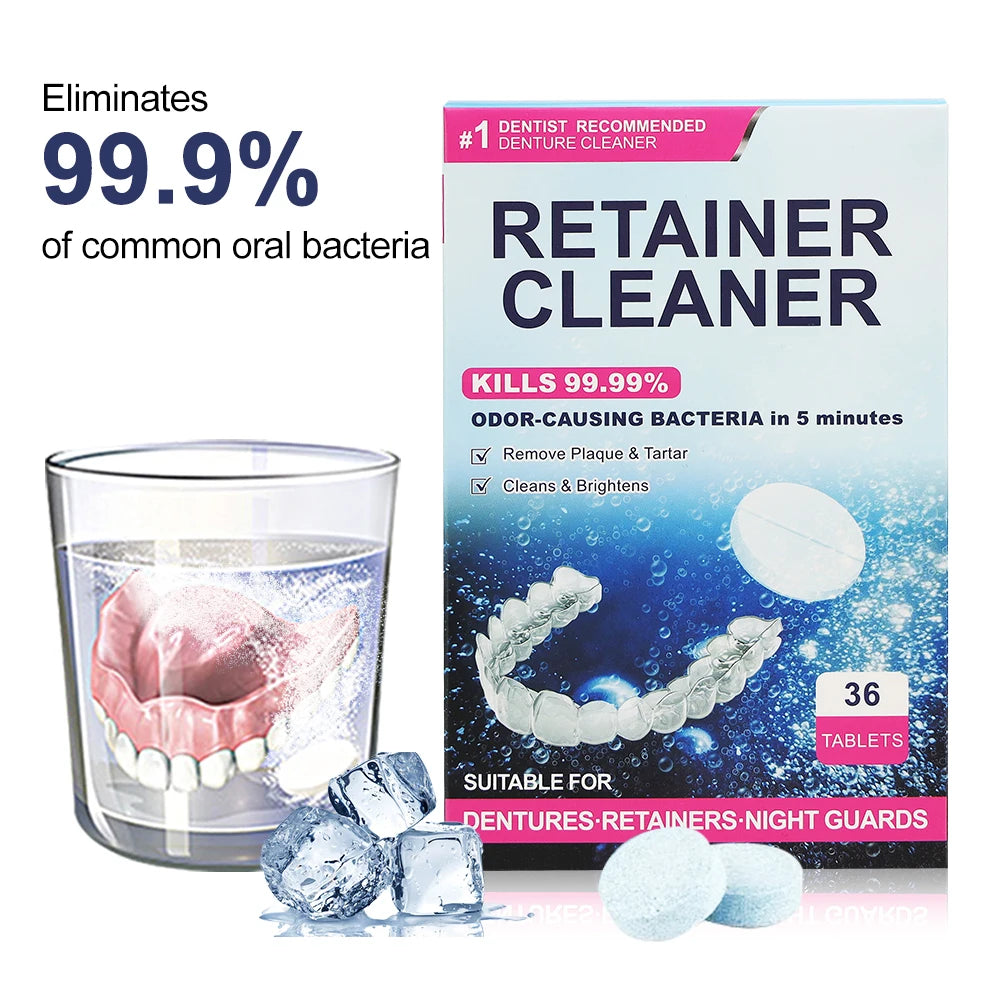 108Denture cleaning tablets tools soak eliminates bacteria, bad odors, discoloration, stains, plaque,New Package Orthodontic