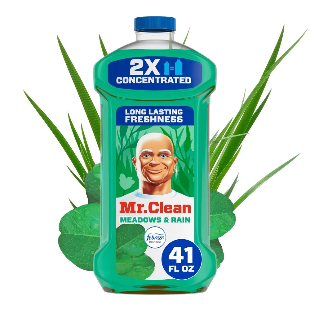 2X Concentrated Floor Cleaner All Purpose Mop Soap Multi-Surface Cleaner Cuts Dirt Grease Grime Meadows Rain Scent 41 fl oz
