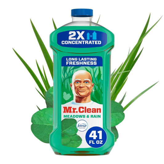 2X Concentrated Floor Cleaner All Purpose Mop Soap Multi-Surface Cleaner Cuts Dirt Grease Grime Meadows Rain Scent 41 fl oz