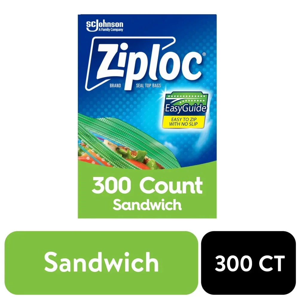 Reusable Sandwich Bags 300 Count Grip n Seal Technology Easy Open Tabs Non Slip Textured Grips Ideal Lunches Picnics Storage