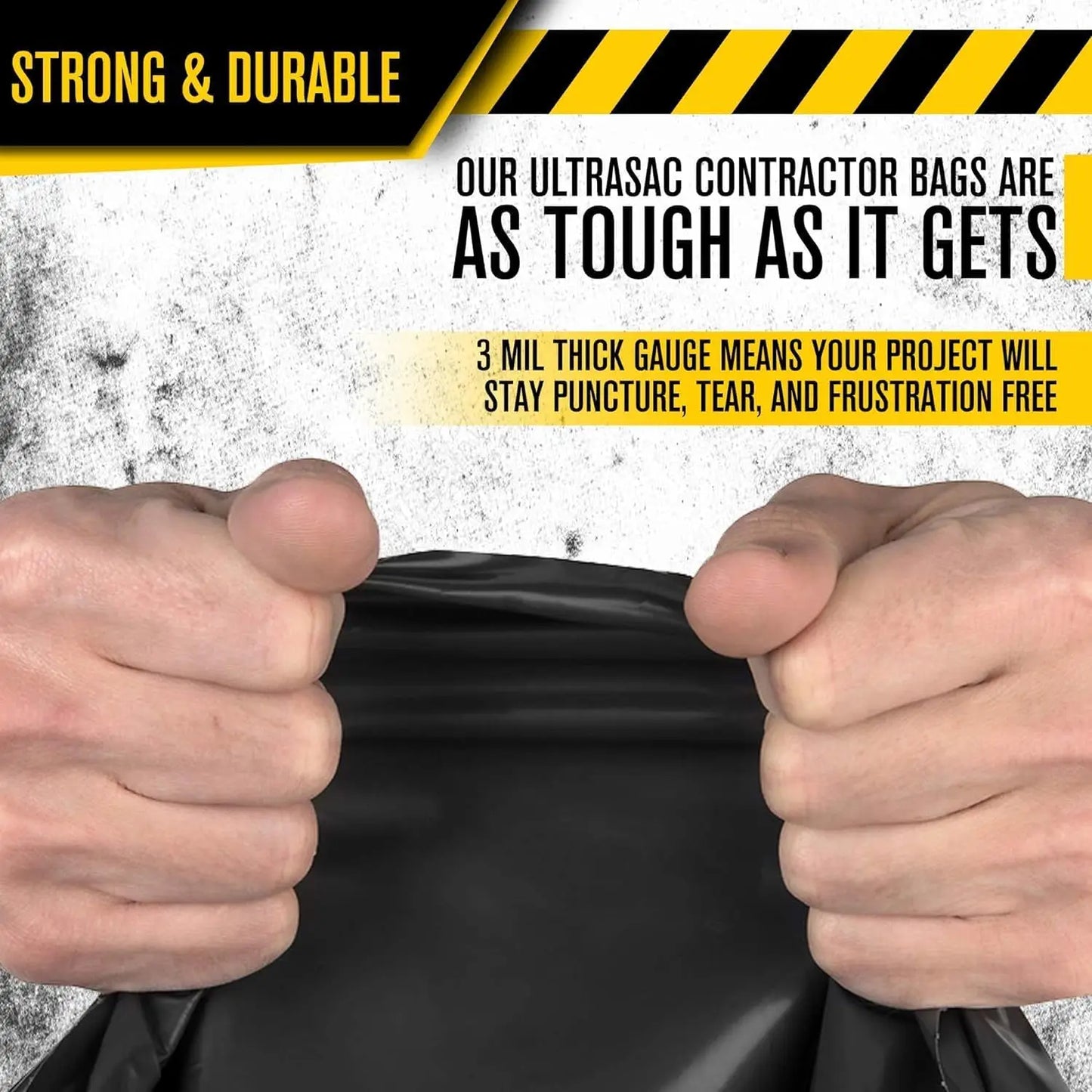 Heavy Duty 42 Gallon Contractor Trash Bags, 3 MIL Thick, 50 Pack with Ties for Construction and Commercial Use