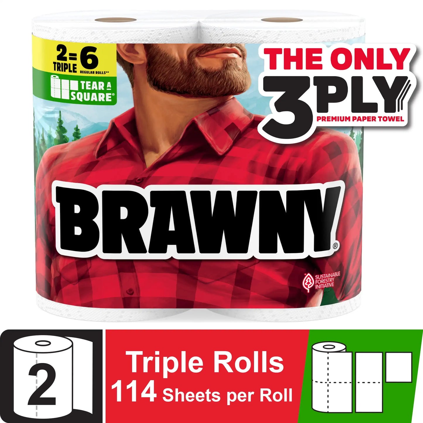 Tear-a-Square 3-Ply Paper Towels, 2 Triple Rolls