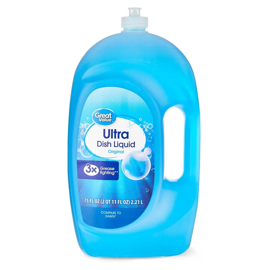 Ultra Original Dish Liquid 75oz Concentrated Grease Fighting Dish Soap Safe EPA Safer Choice Dishes Pots Pans Cleaning