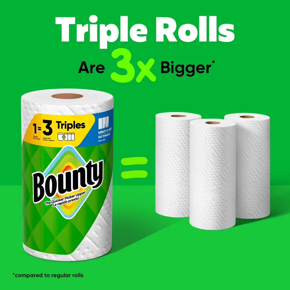 Select-A-Size Paper Towels Triple Rolls 123 Sheets per Roll Durable Diamond Texture Absorbent Spills and Messes Bulk Buy