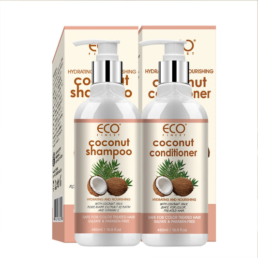 72H Shine Extra Volume Coconut Shampoo & Conditioner Set for Thin Hair 500ml Silicone-Free Formula to Enhance Hair Fullness