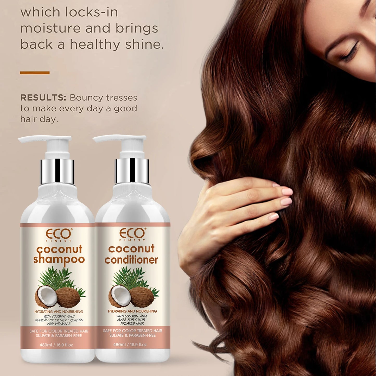 72H Shine Extra Volume Coconut Shampoo & Conditioner Set for Thin Hair 500ml Silicone-Free Formula to Enhance Hair Fullness