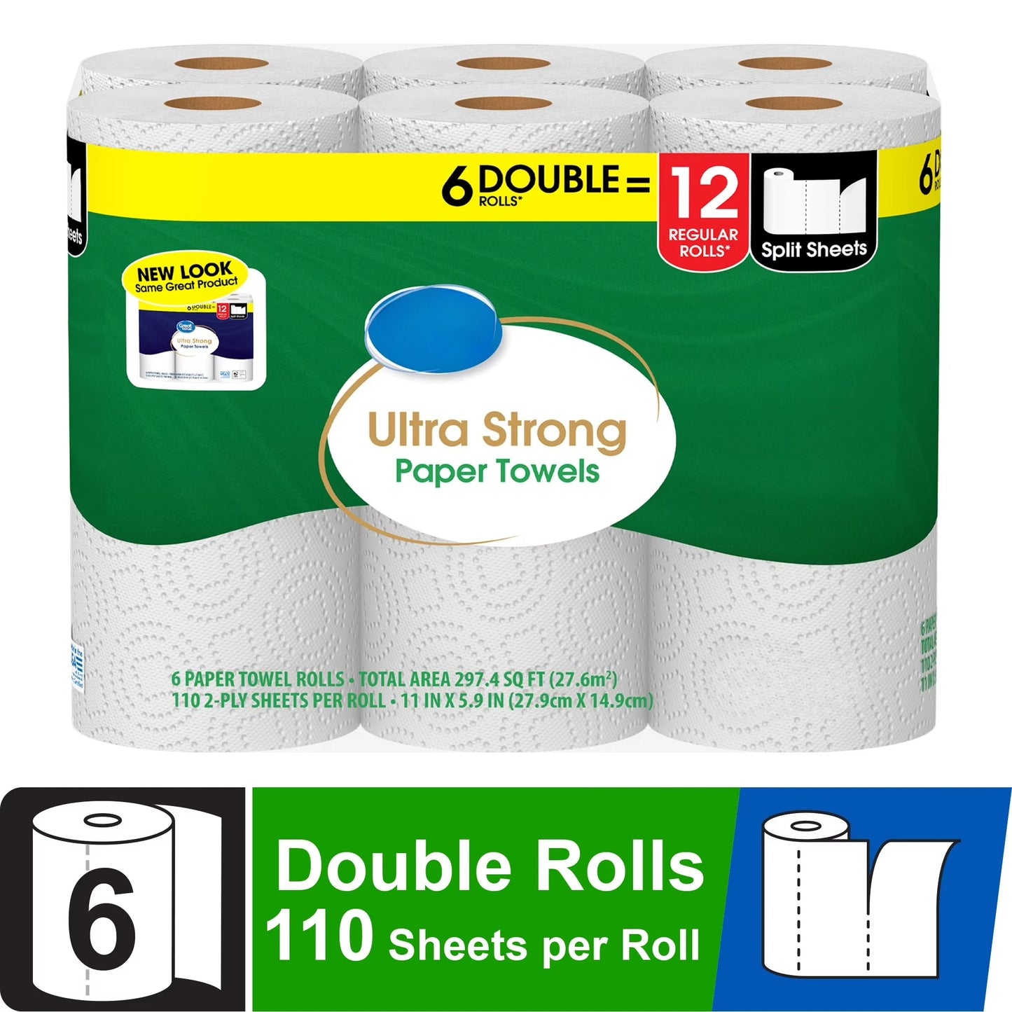 Ultra Strong Paper Towels, 6 Double Rolls