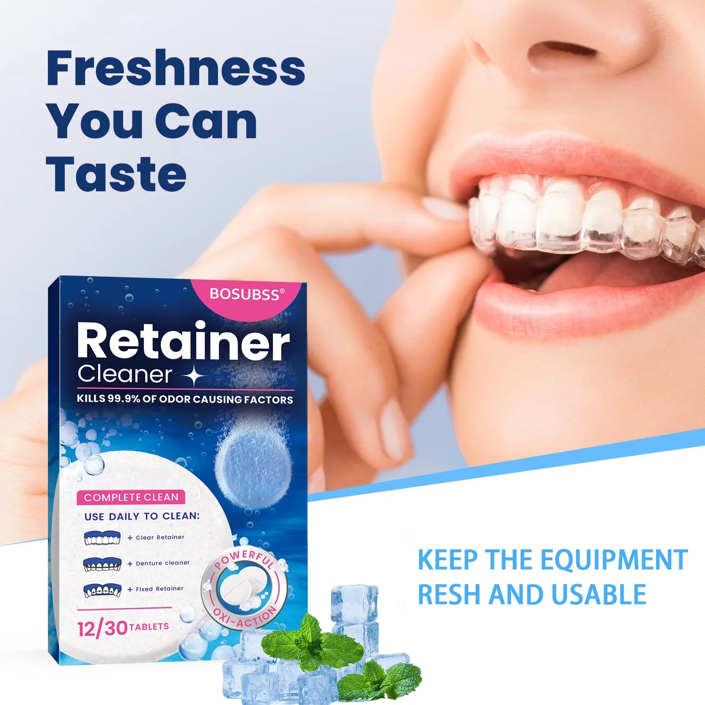 30/12 denture cleaning tablets - denture cleaning tablets, aligners, braces, and retainer cleaning tablets, completely clean